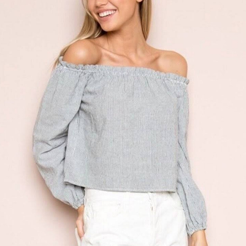 Brandy Melville Pinstripe Off-Shoulder Top